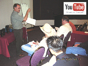 Neil Finch of Pathfinder Instruments conducts standing-room only training class on calibration of field instrumentation
